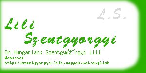 lili szentgyorgyi business card